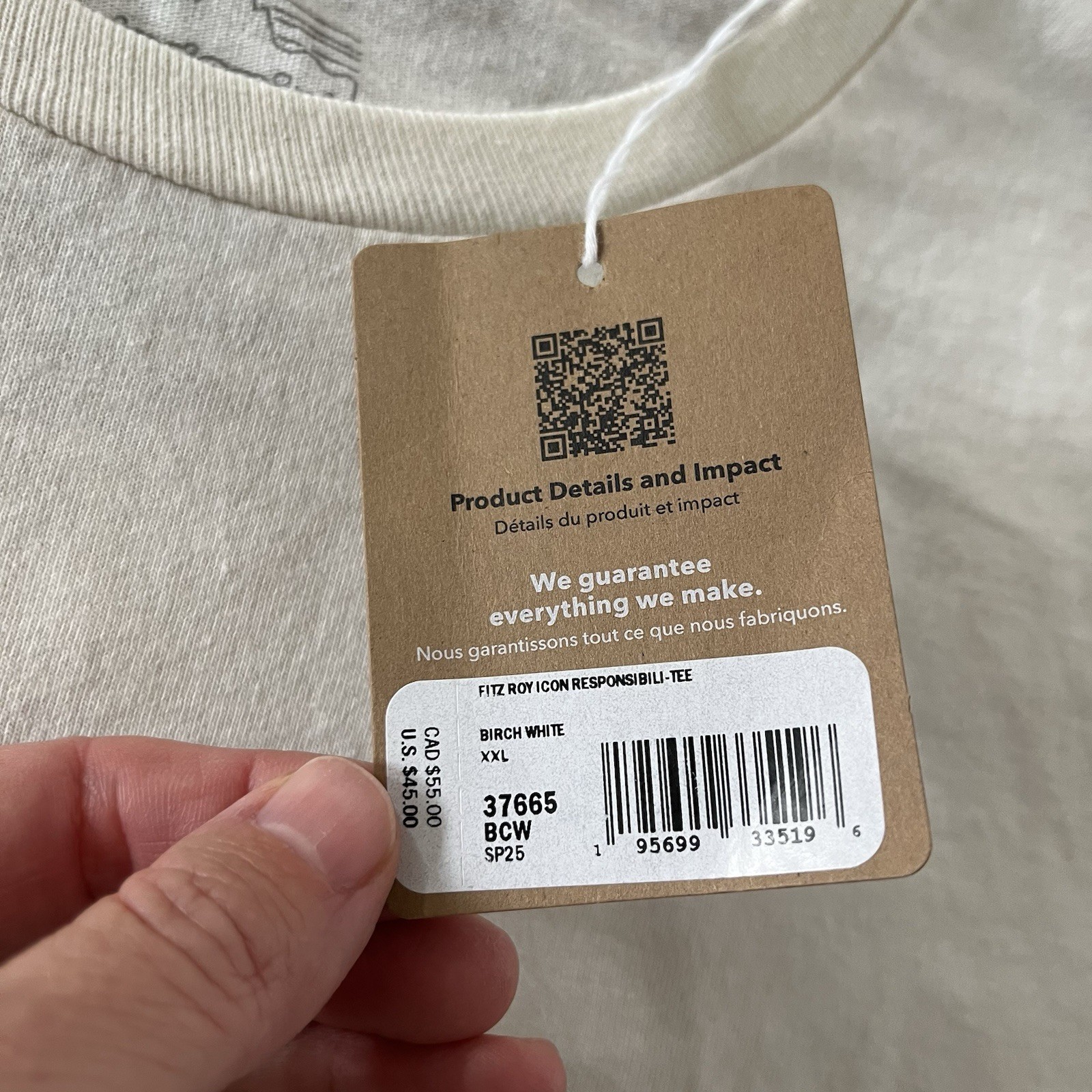 PATAGONIA Men's 2XL (Women 3XL) Fitz Roy Icon Responsibili Tee Shirt Birch White gallery