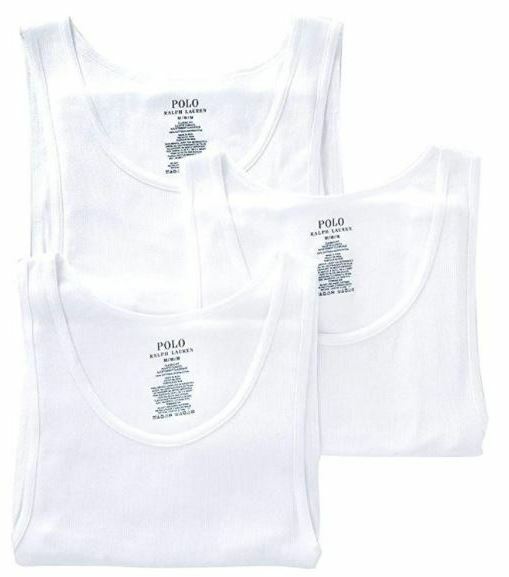 3 GENUINE POLO RALPH LAUREN COTTON WHITE TANKS T-SHIRTS UNDERSHIRTS S M L XL XXL gallery