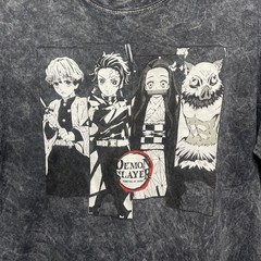 Demon Slayer Tanjiro Nezuko Zenitsu Hashibira Acid Wash Shirt Size L
