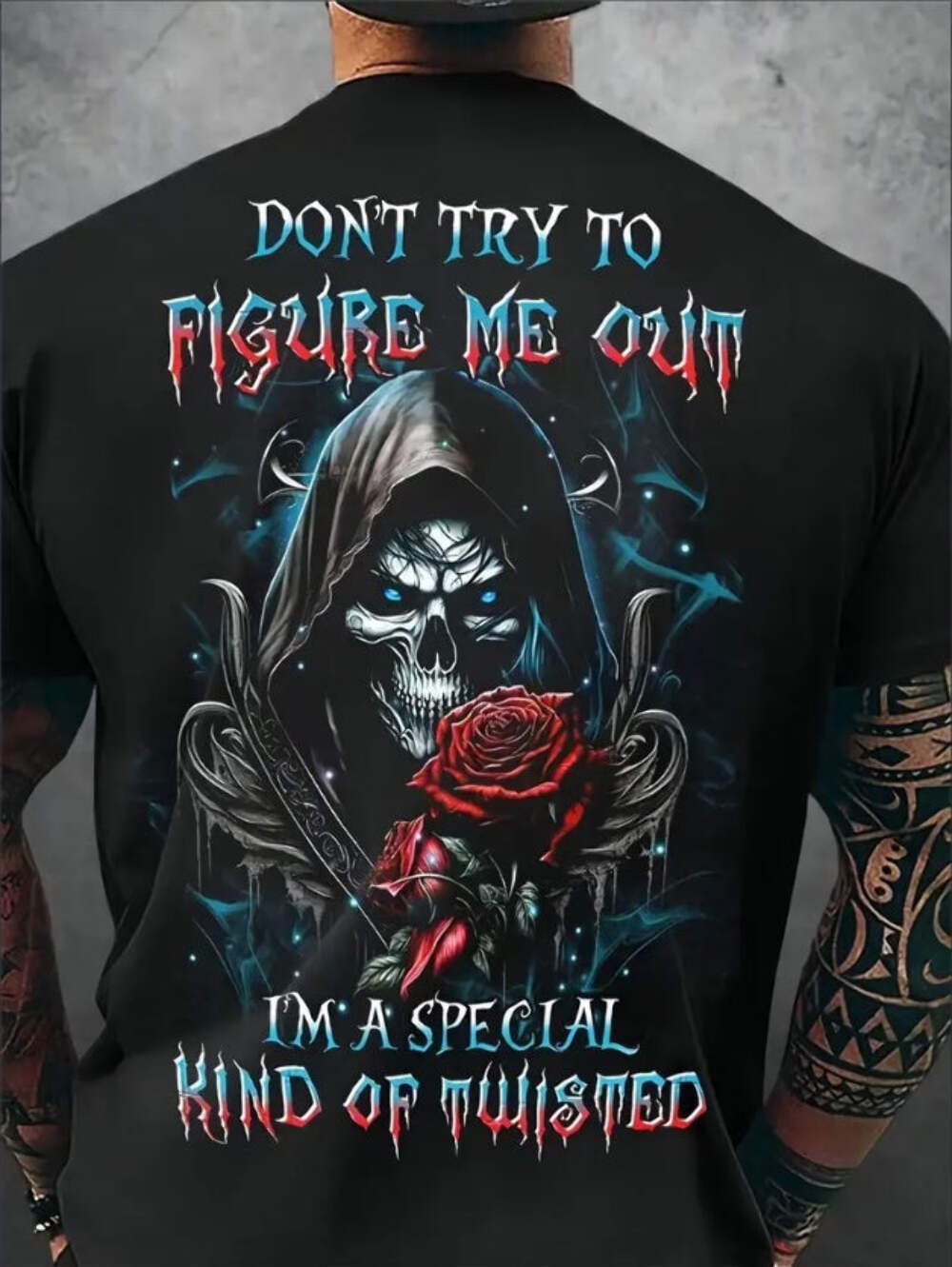 Mens Rose Graphic Print Short Sleeve Crew Neck T-Shirt - Soft Slight Stretch Pol gallery