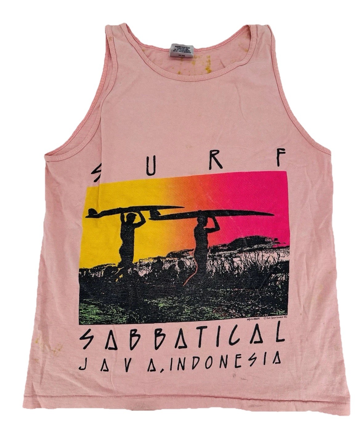 Vintage 90s Surf Sabbatical Java Indonesia Tank Top Shirt Size Medium gallery