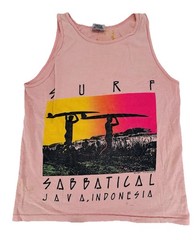 Vintage 90s Surf Sabbatical Java Indonesia Tank Top Shirt Size Medium