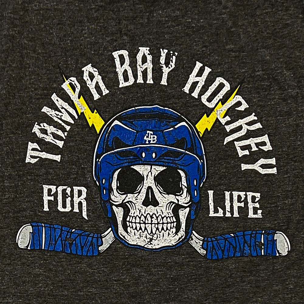 NHL Tampa Bay Lightning HOCKEY FOR LIFE XL T-Shirt 4TB Skull Helmet Sticks gallery