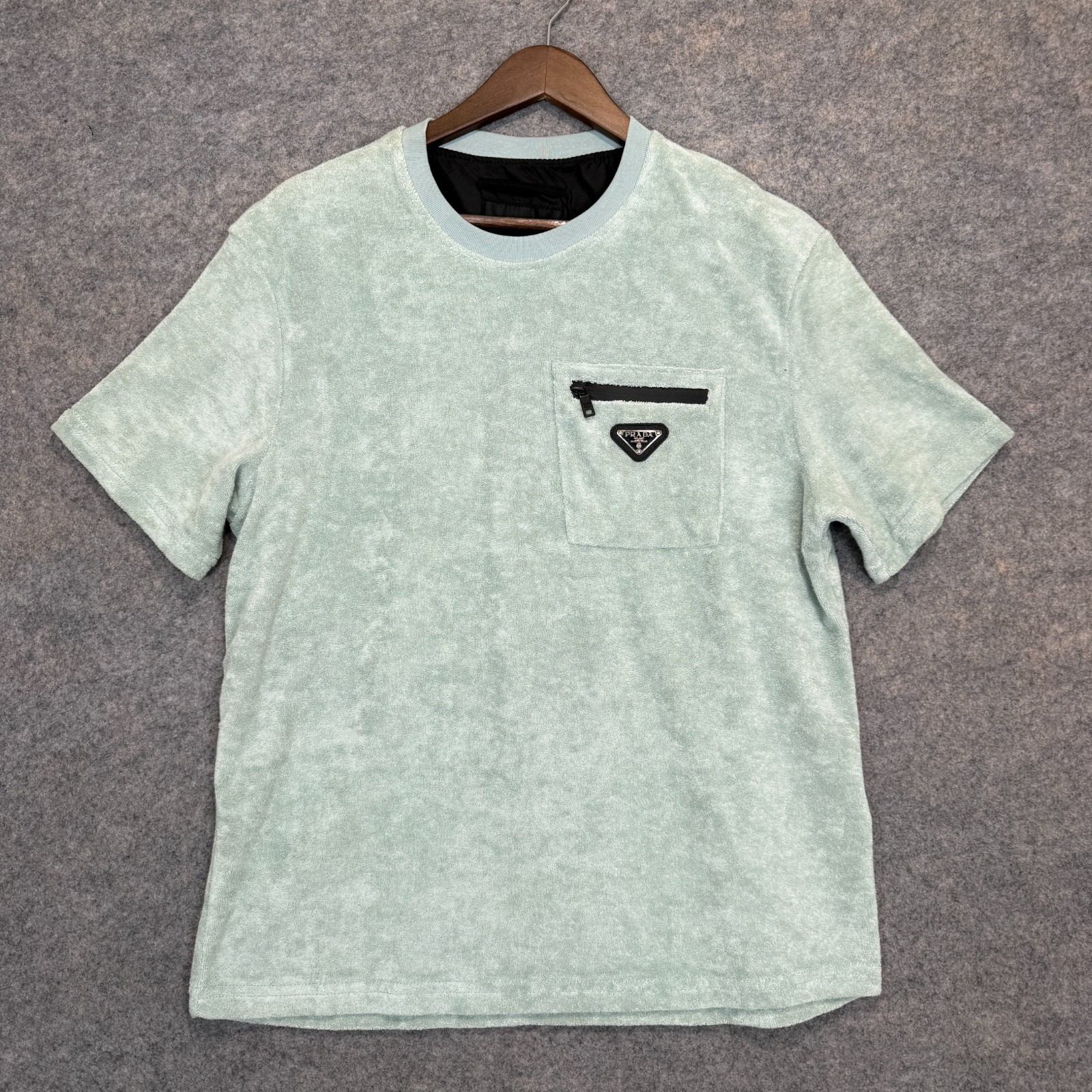 Terry Cloth Shirt Mens Medium Zip Pocket Green Italy Short Sleeve gallery