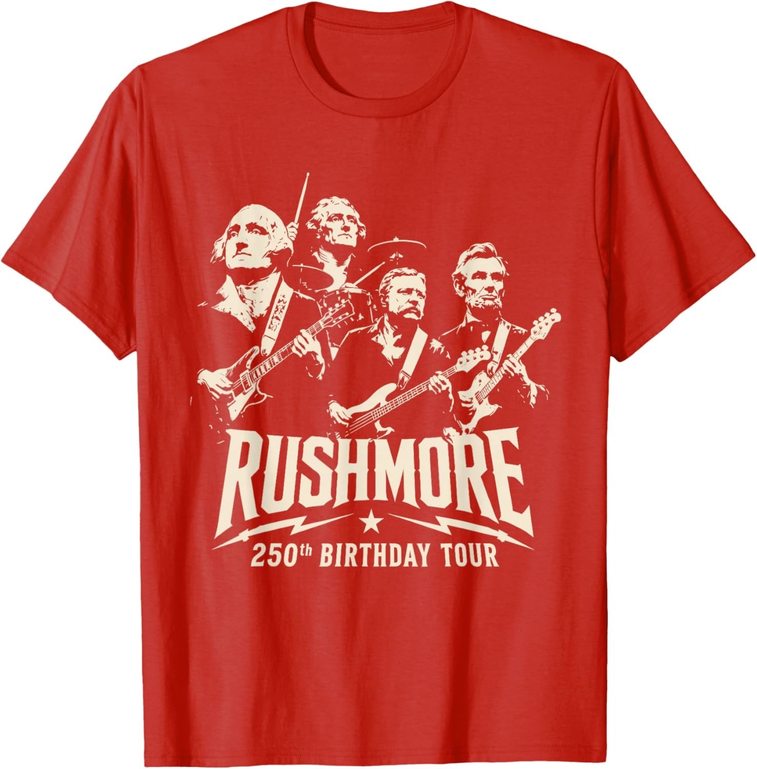 Funny Mount Rushmore 250th Birthday Tour Rockstar Graphic T-Shirt gallery