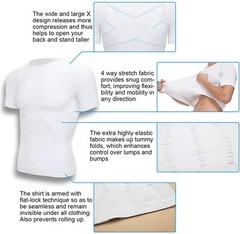 Men Compression Slim Body Shaper Gynecomastia T-shirt Posture Corrector Vests US