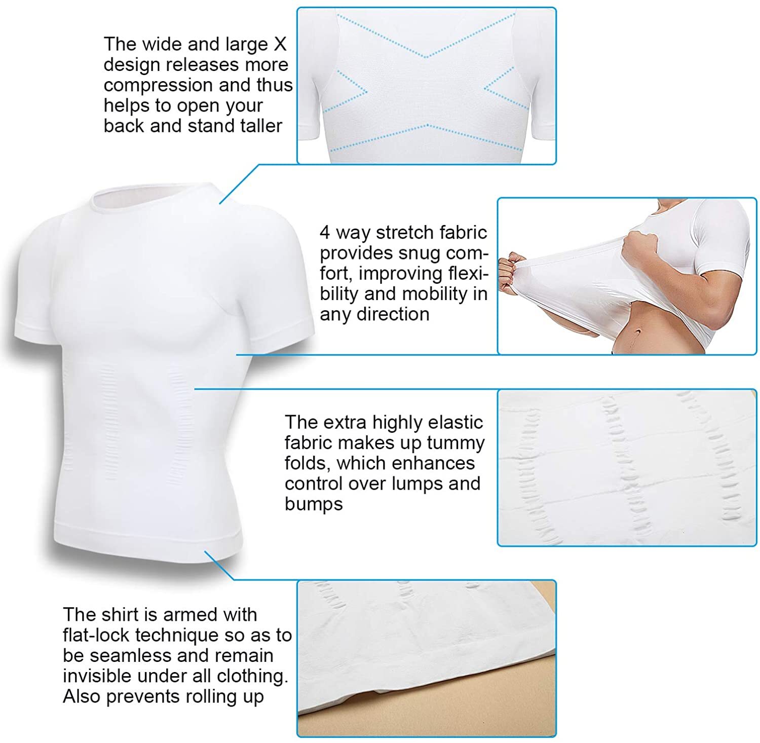 Men Slimming Body Shaper Posture Corrector Vest Abdomen Compression Shirt Top gallery