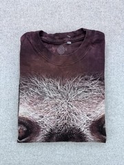 The Mountain T Shirt Mens M “Sloth Face” Liquid Blue Hand Dyed Big Face Boho Tee