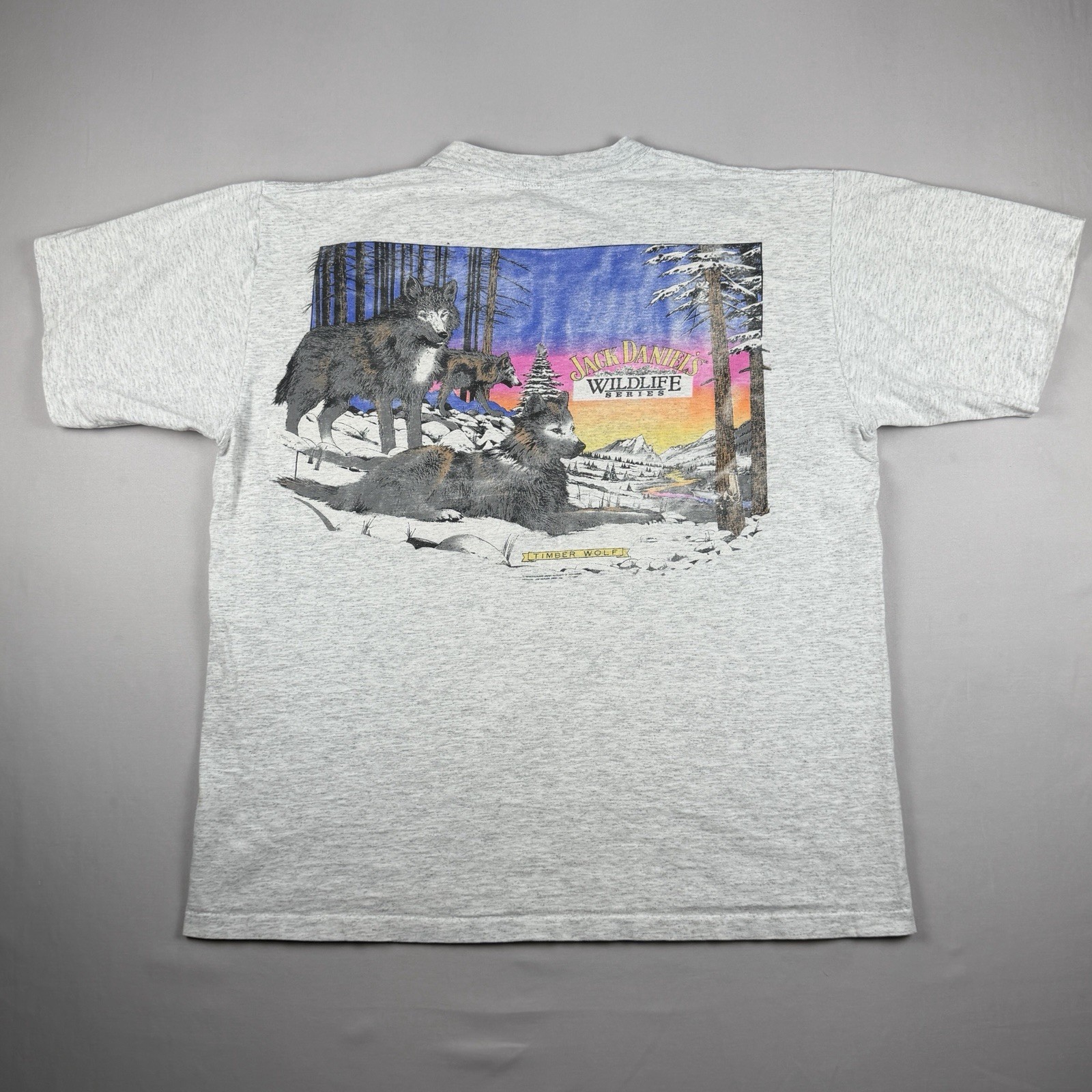 Vintage Jack Daniel's Wildlife Series Timber Wolf T Shirt Gray Single Stitch XL gallery