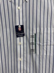Chaps Men’s Long Sleeve White Blue Striped Button Up Dress Shirt Size 16 1/2