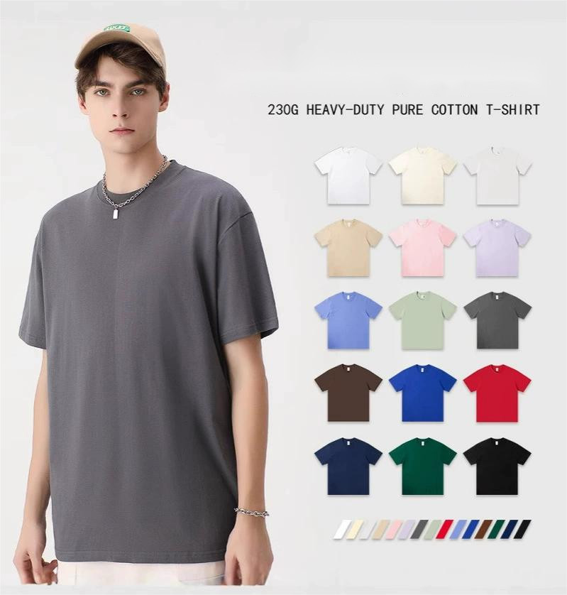 Pure cotton short-sleeved round-neck loose solid-color T-shirt, 3 pack / 5 pack gallery