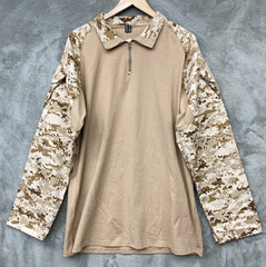 MAGCOMSEN Men’s XL Tactical Military Shirt 1/4 Zip, L/S Shirt, Pockets – Tan
