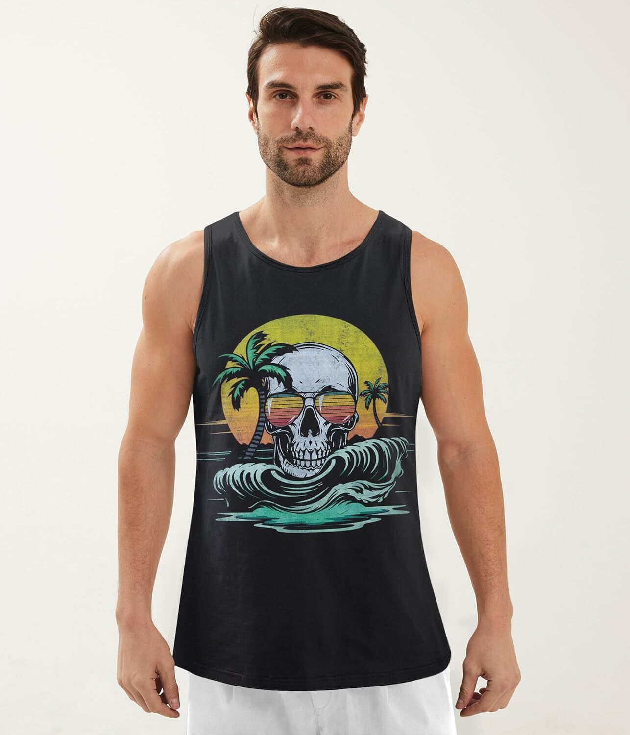 Mens Cotton Tank Tops Funny Graphic Beach Summer Sleeveless Muscle Tank Top gallery