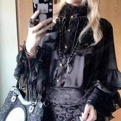 Men’s retro gothic style Long-sleeved ruffled shirt Loose blouse unisex