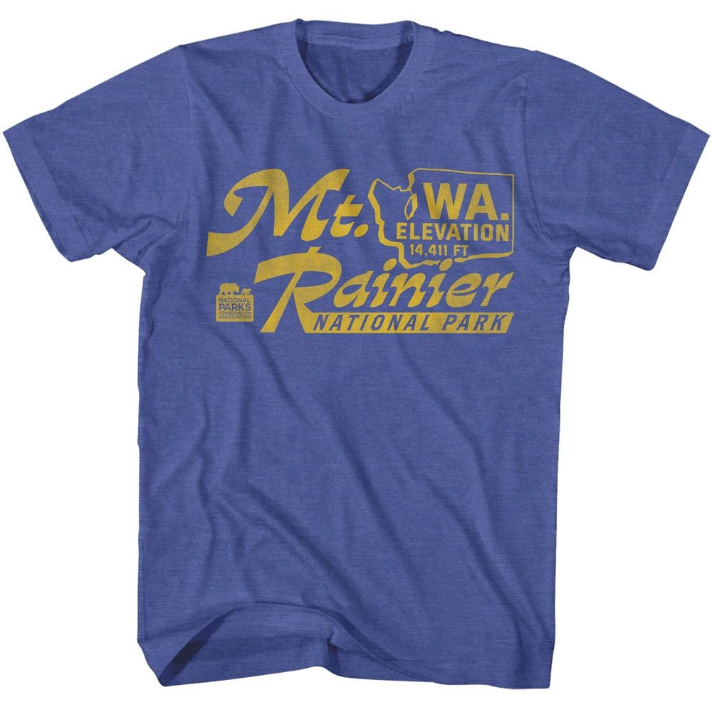 National Parks – Mt Ranier Elevation – American Classics – Heather Blue Adult Sh