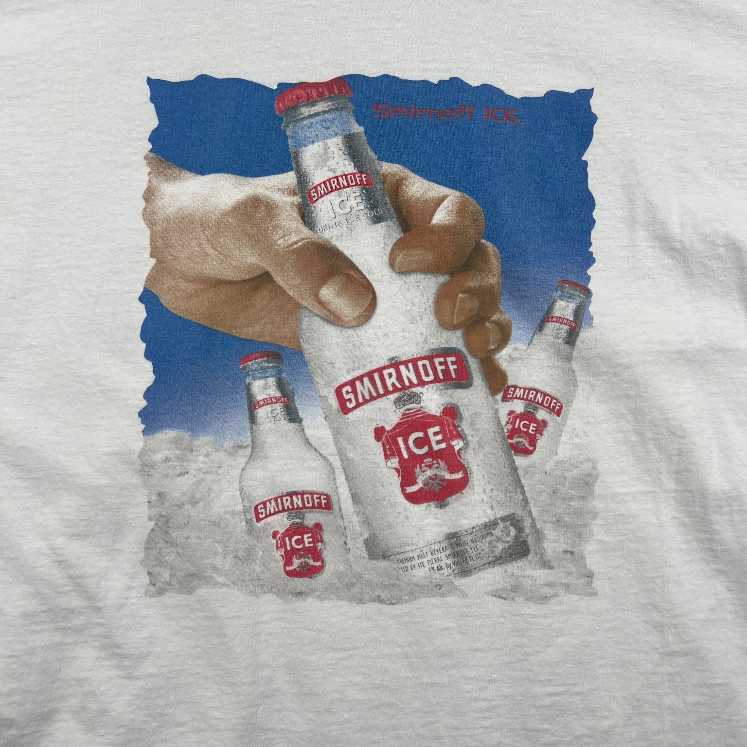 Vintage Smirnoff Ice T-Shirt Mens L White Graphic Promo Center Logo Back Hit Y2K gallery
