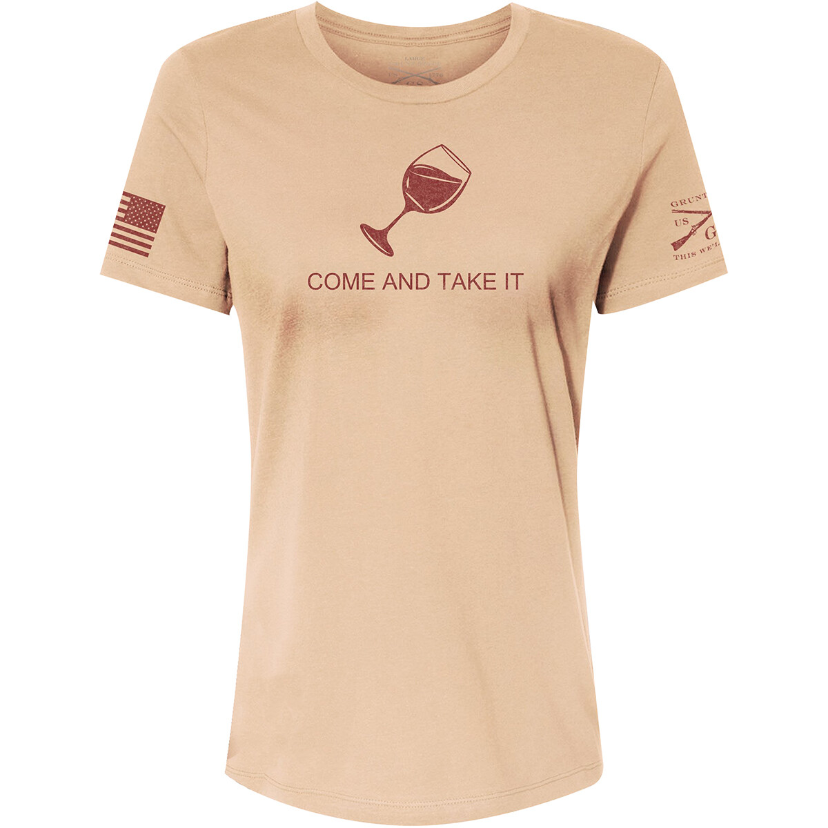 Grunt Style Women’s Come And Take It Wine Edition Relaxed Fit T-Shirt – Sand