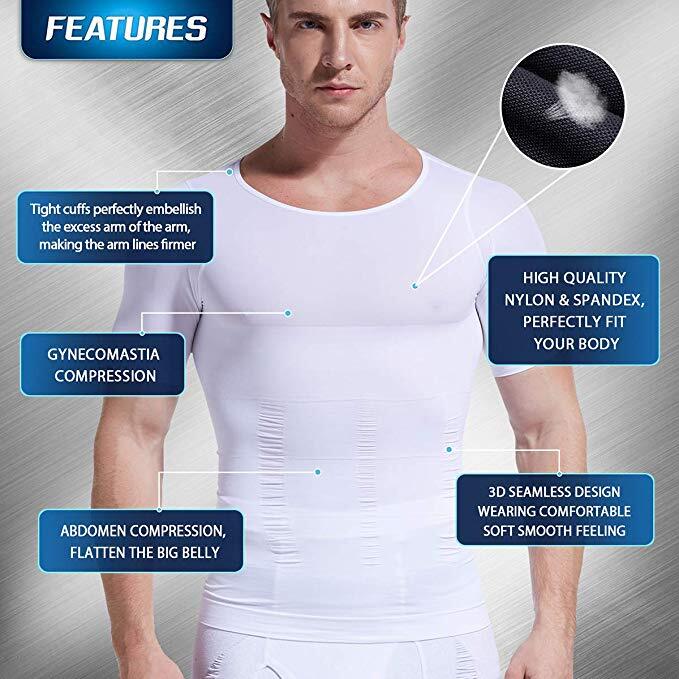 Men Slimming Body Shaper Posture Corrector Vest Tummy Compression T-Shirt Tops gallery