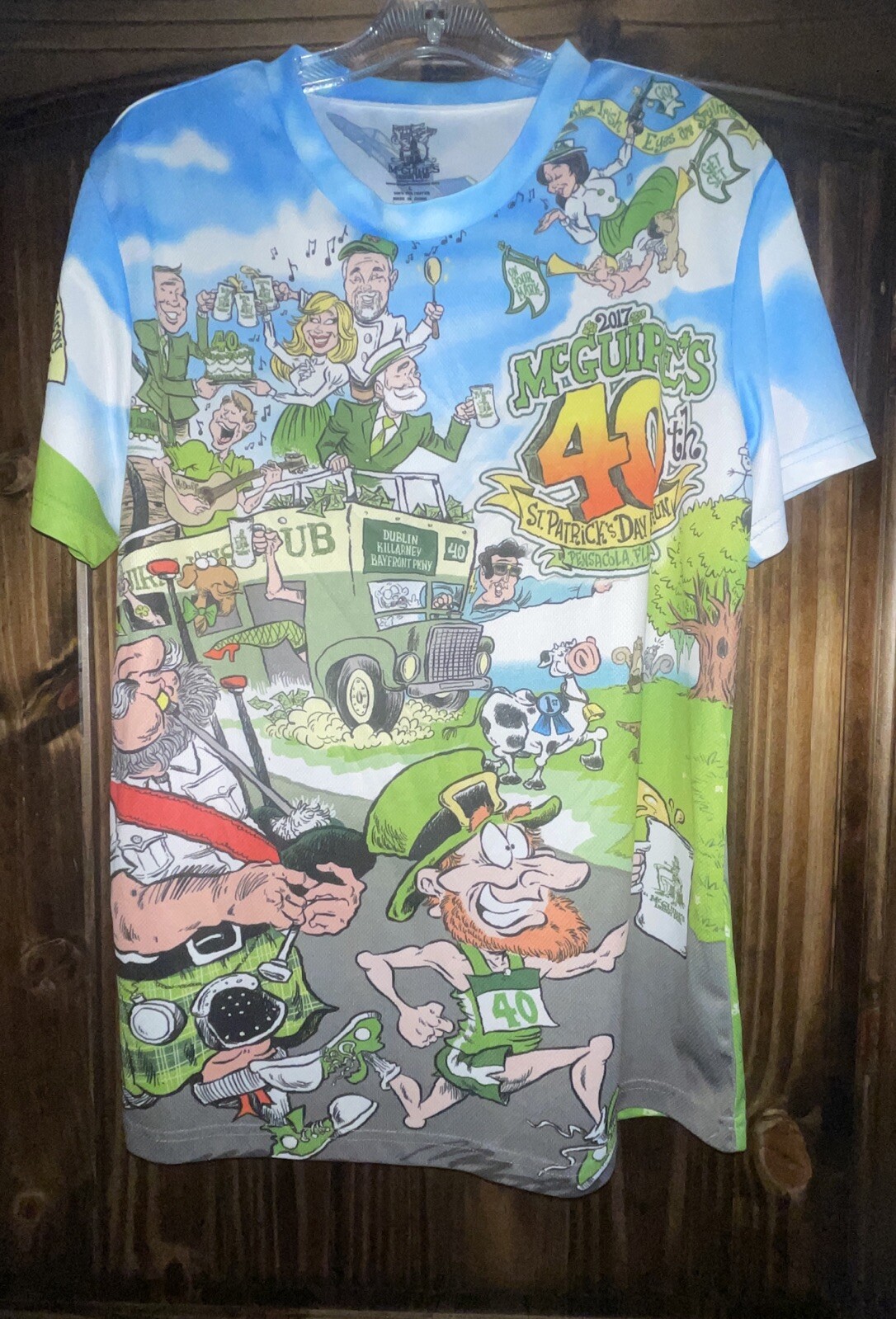McGuire’s Irish Pub Graphic T-Shirt L ST. Patrick’s Day 5kRun 40th Anniversary