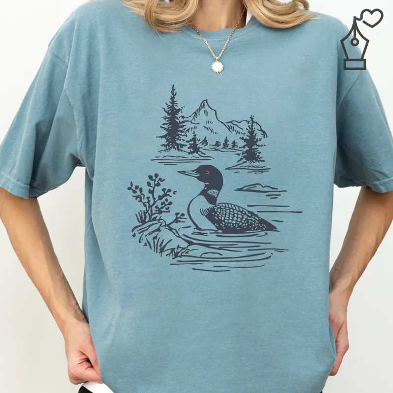 Loon Bird Watching Nature Wildlife Outdoors Lake Animal Comfort Tee gallery