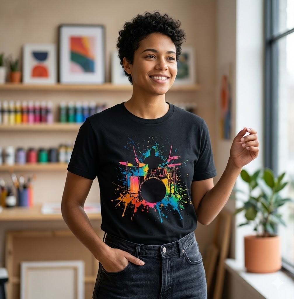 Drummer Colorful Drums Drumming Music Lover T-Shirt - H015 gallery