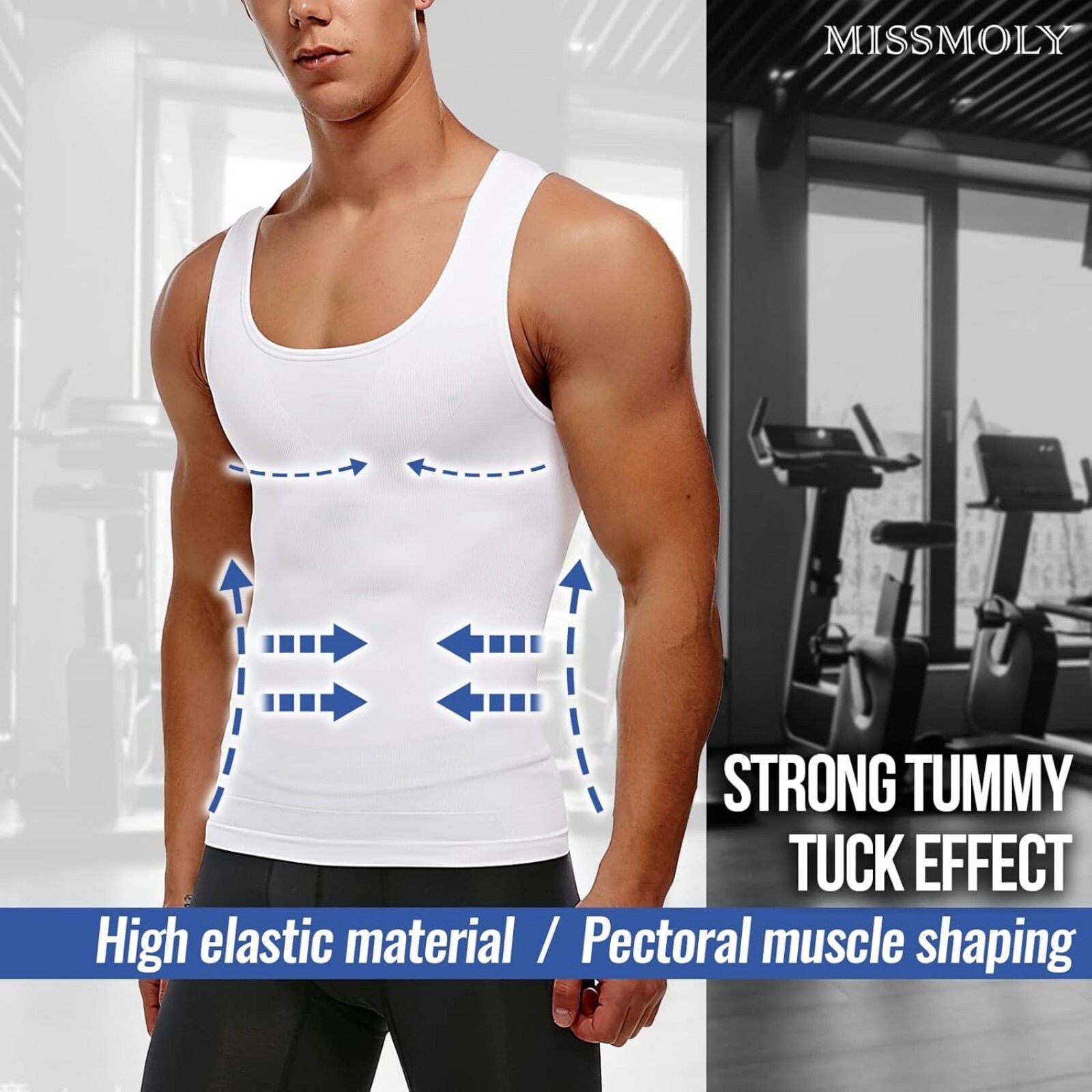 Fajas Colombianas para Hombres Men Compression Body Shaper Abdomen Control Tank gallery