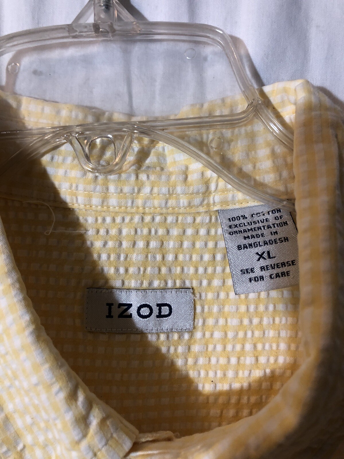 Mens Izod XL Yellow Shirt Button Front Short Sleeve Shirt Tail Hem gallery