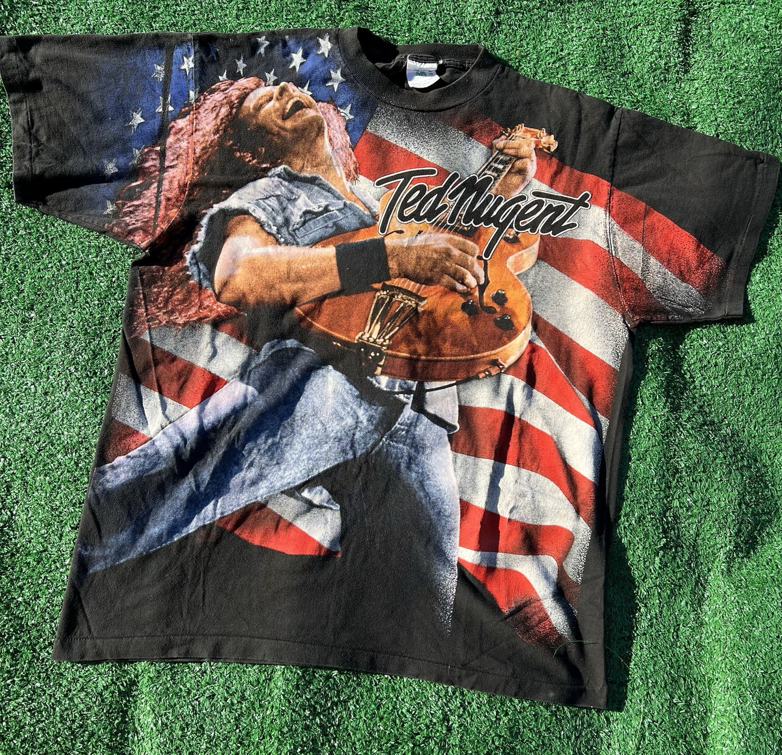 Vintage 1995 Ted Nugent One Nation Under Ted all over print t-shirt XL gallery