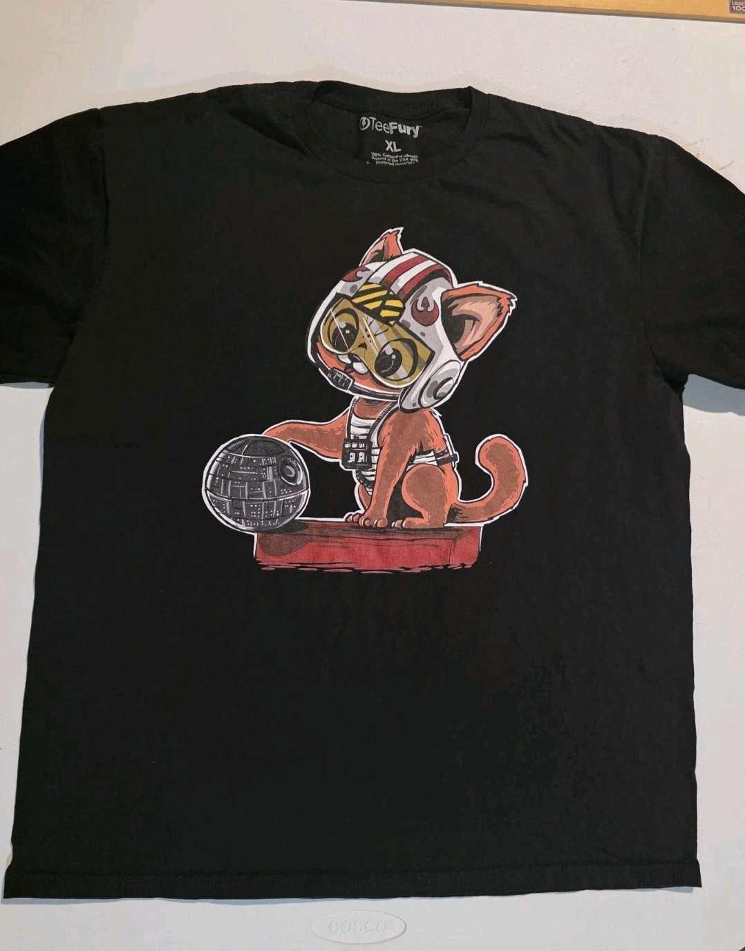 Destroying The Death Star Cat Shirt XL Rebel Fighter Kitty Star Wars gallery
