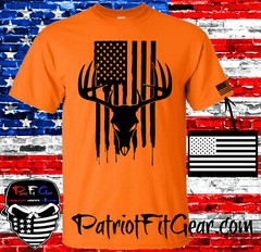 t shirt,Deer Hunting,Bow Hunting,Buck Flag,Buck Skull,Whitetail,Rack Em Up,Deer