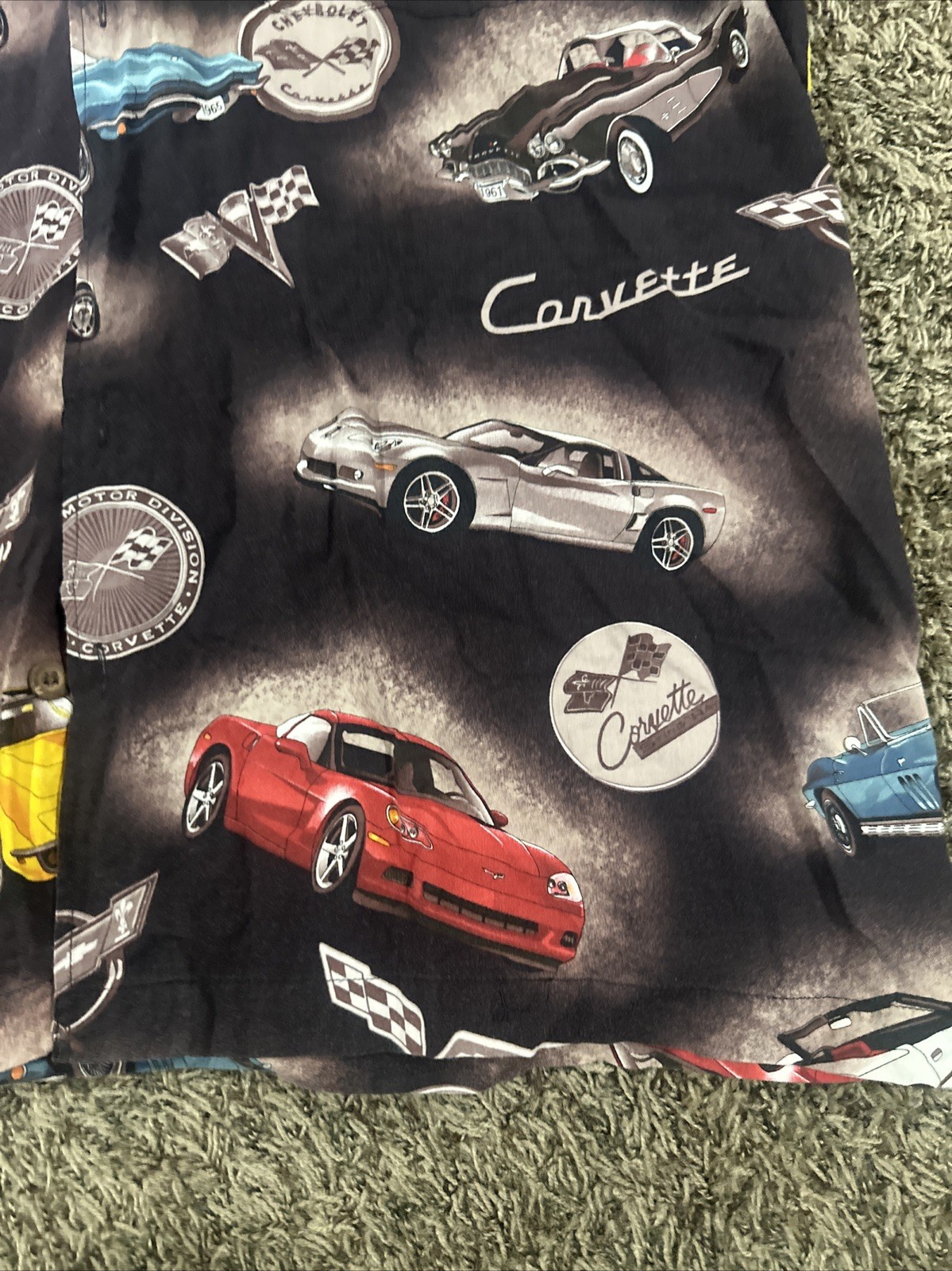 David Carey Corvette Chevrolet Stingray Racing Vtg Car Button Down T Shirt 2XL gallery