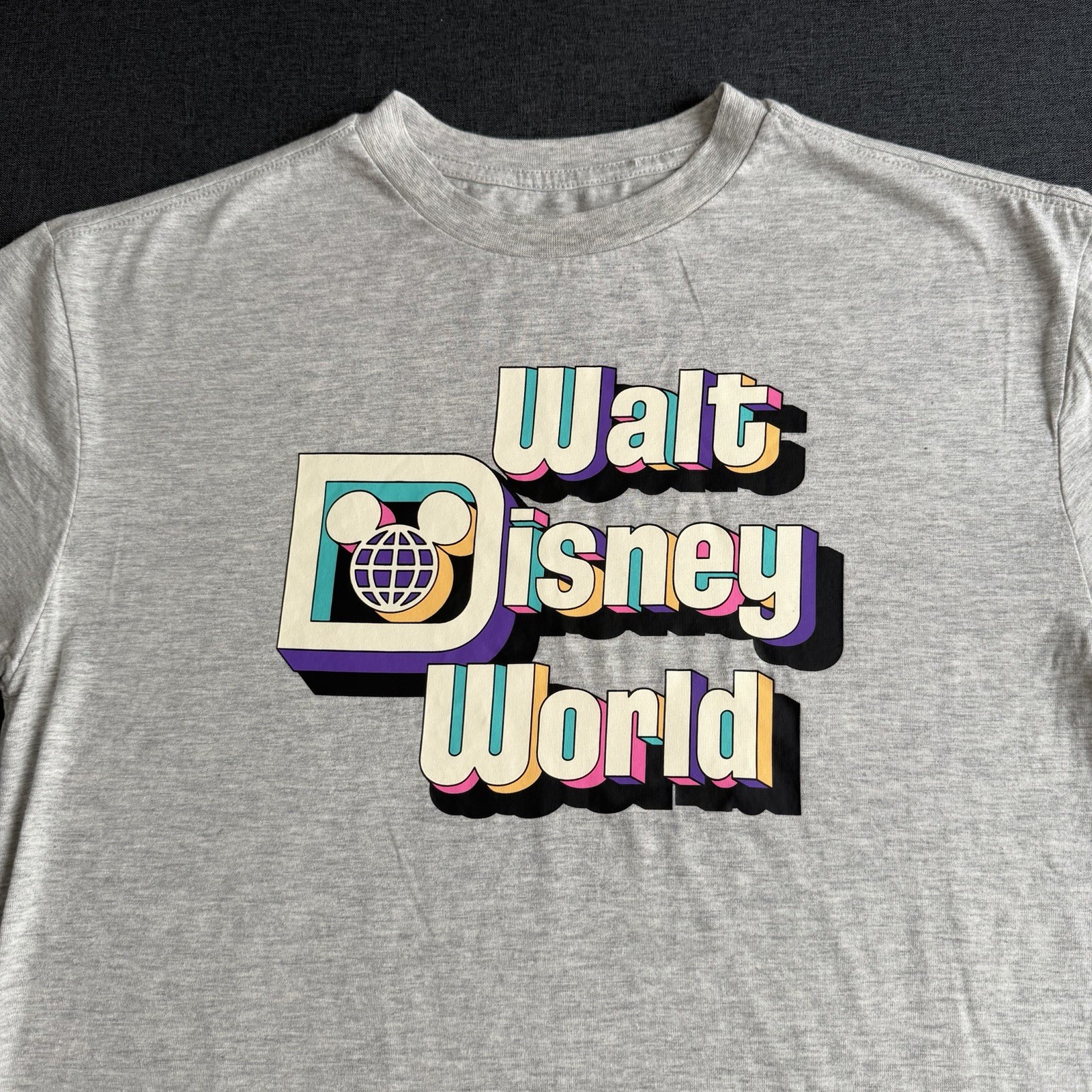 Walt Disney World Mens T Shirt Small Grey Marl Retro Disney Logo Chest 40" gallery