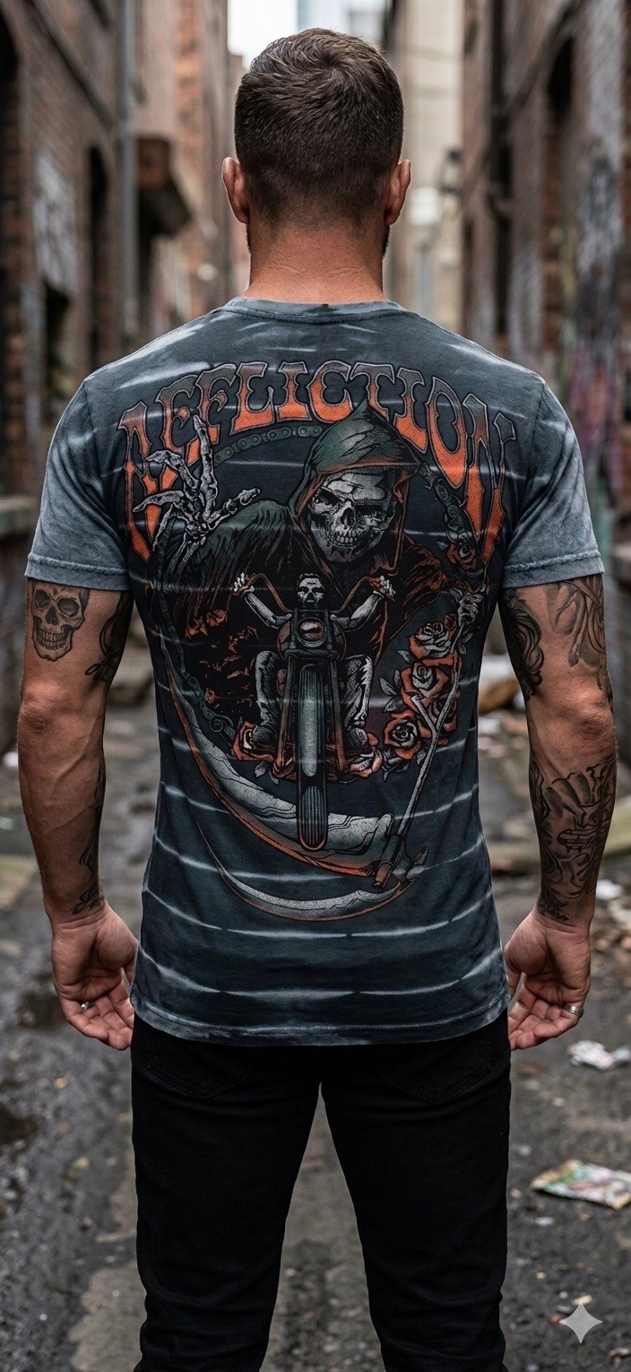 $58 AFFLICTION American Customs HELL RIDER Short Sleeve Slim Fit T-shirt NWT gallery
