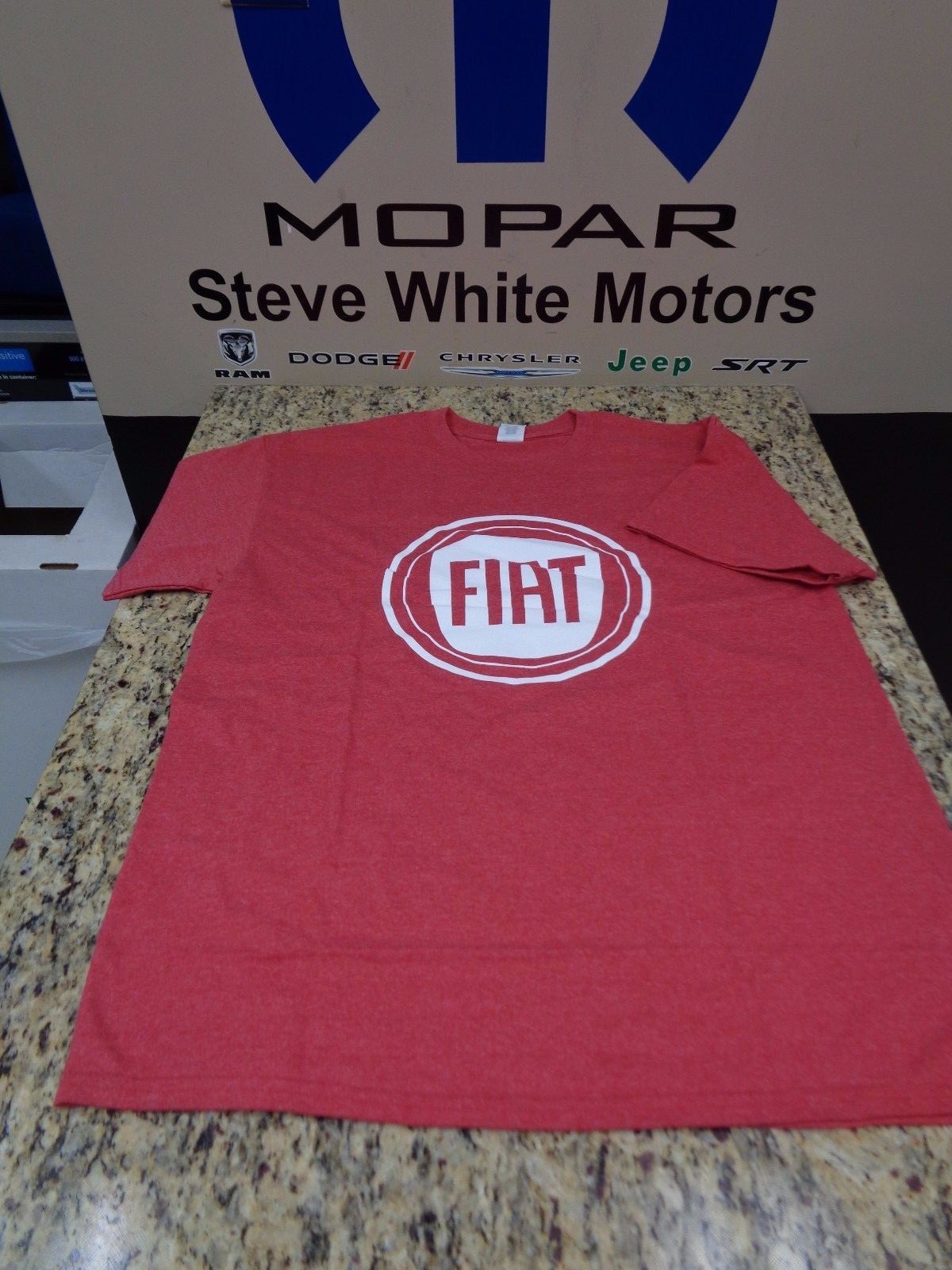 New Fiat Stamp Logo T-Shirt Shirt Tshirt Red & White Medium 50% cotton 50% poly gallery