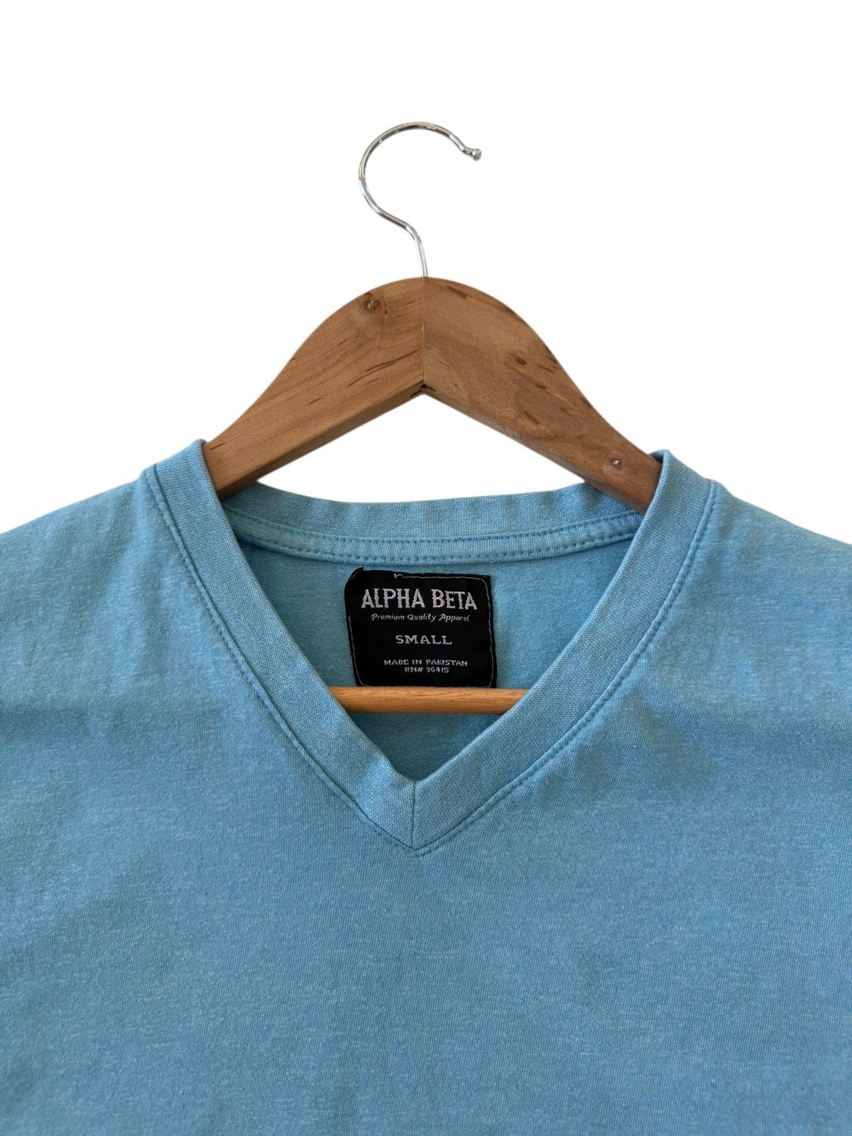 Alpha Beta V Neck Shirt Regular Fit Blue Men’s Size Small Good Condition gallery
