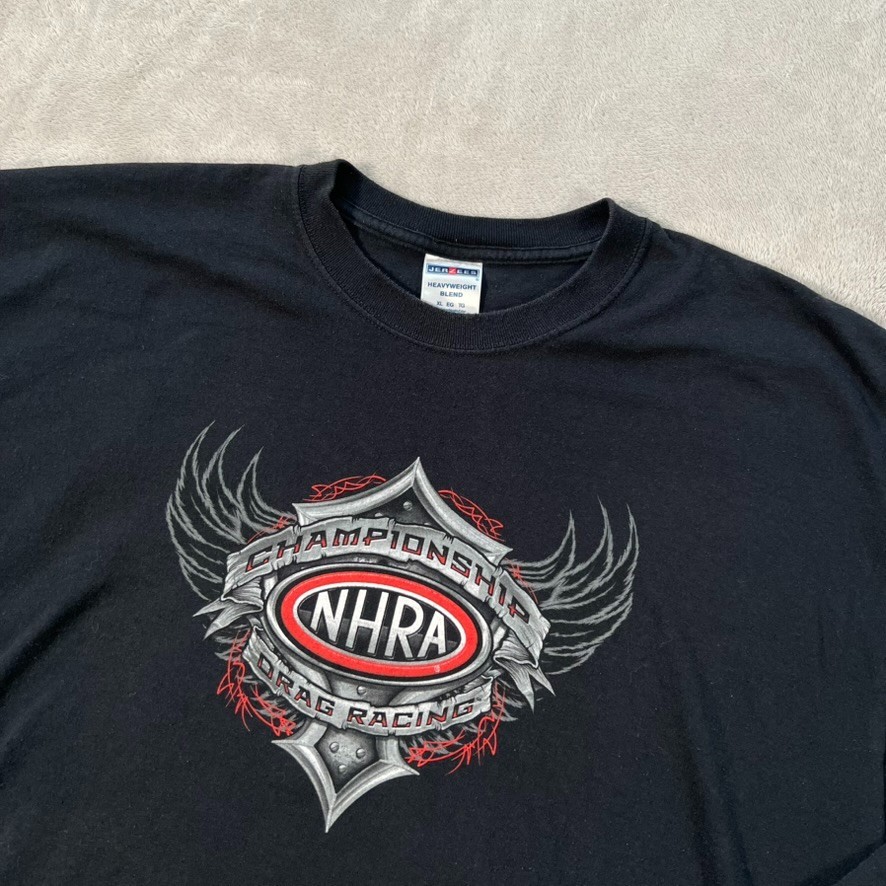 Vintage NHRA Drag Racing T-Shirt Men's Size XL Black Long Sleeve Grunge Punk Y2K gallery