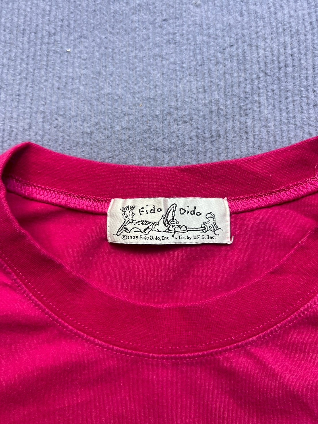 Vintage 1985 Fido Dido Embroidered Logo Pink T-Shirt Single Stitch Style 90s gallery
