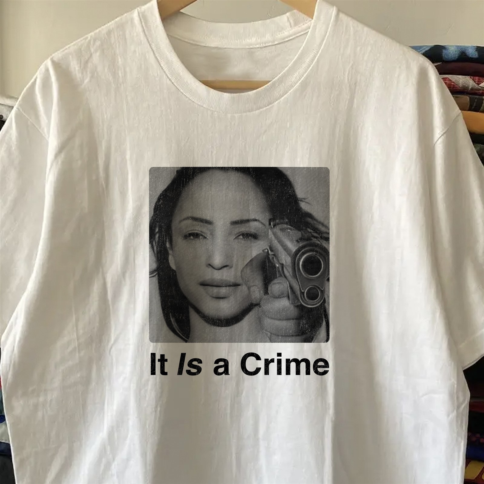 90s Sade Parody It Is A Crime Aged T-Shirt White M gallery