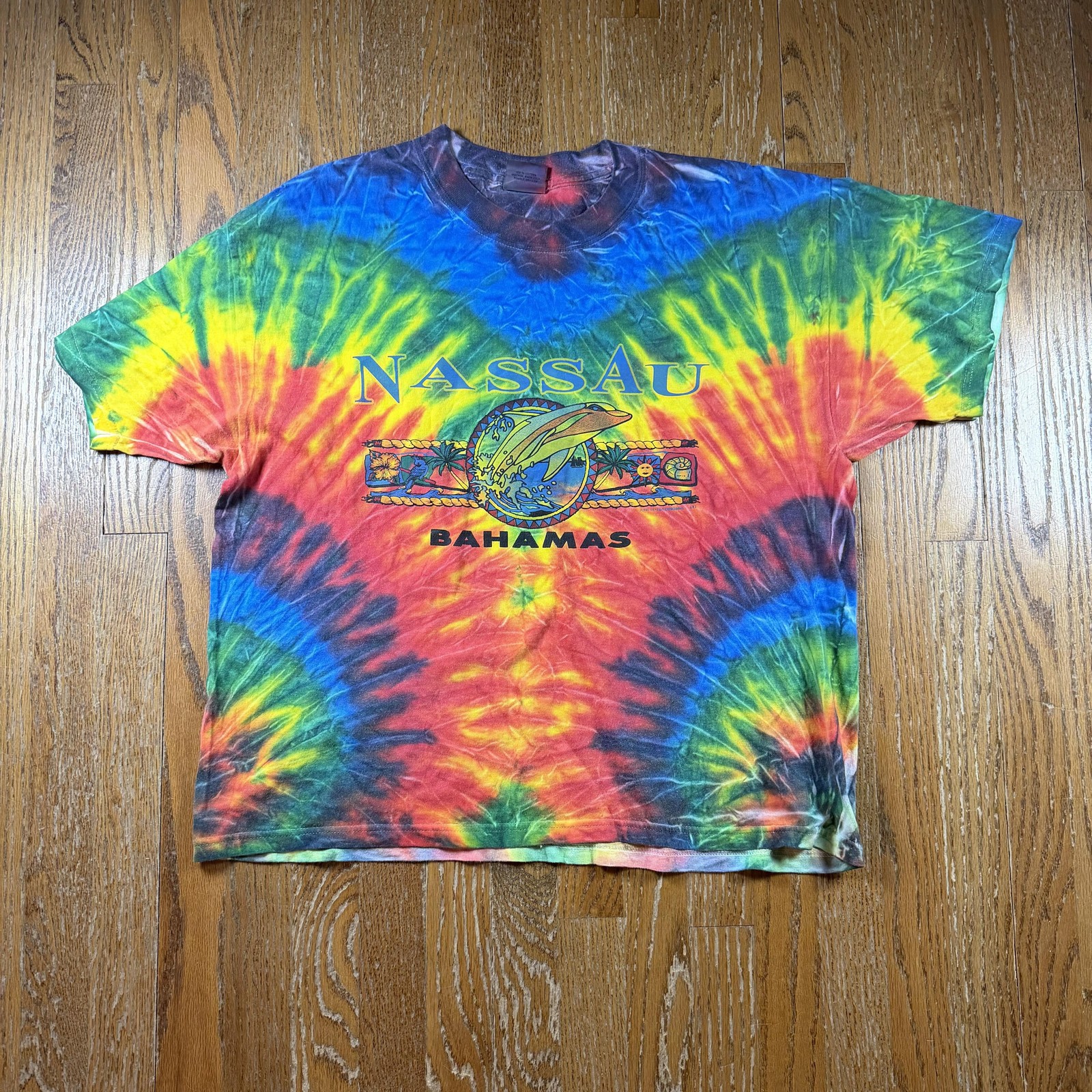 N.A.T. Shirt Mens XL Multicolor Tie Dye Nassau Bahamas USA Festival Hippie gallery