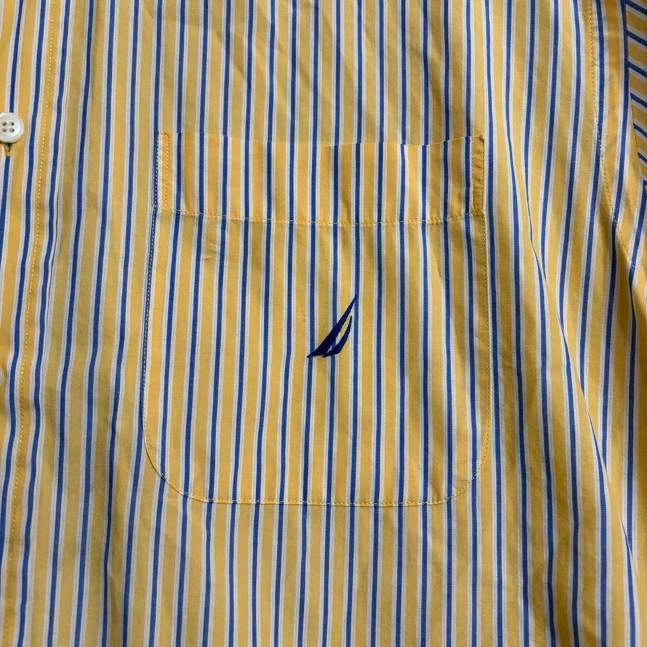Mens Nautica Short Sleeve Yellow Striped Button Front Shirt Size XL gallery