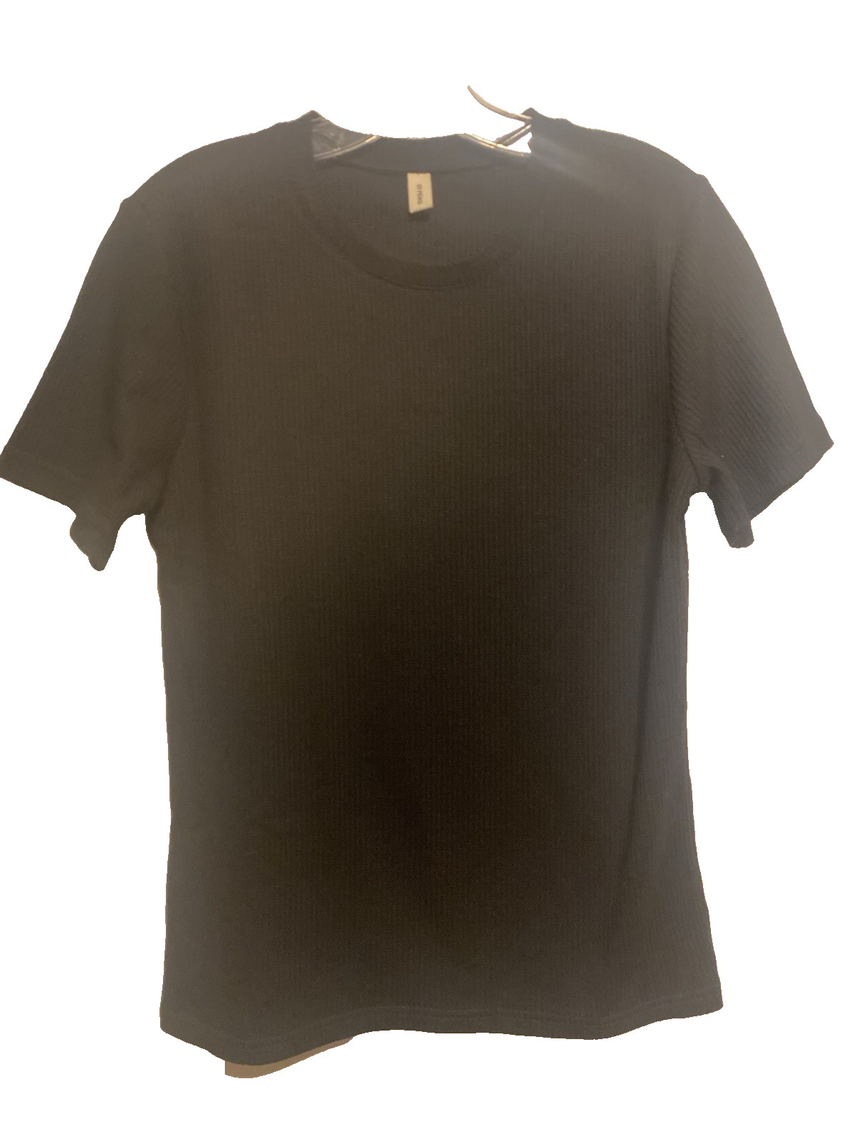 Men’s Textured Ribbed Knit Short Sleeve Crewneck Tee NWOT Size Small Black