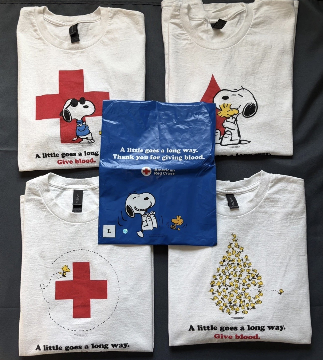 Peanuts American Red Cross Snoopy T-Shirts GOLDEN TICKET PRIZE COMPLETE SET OF 4 gallery