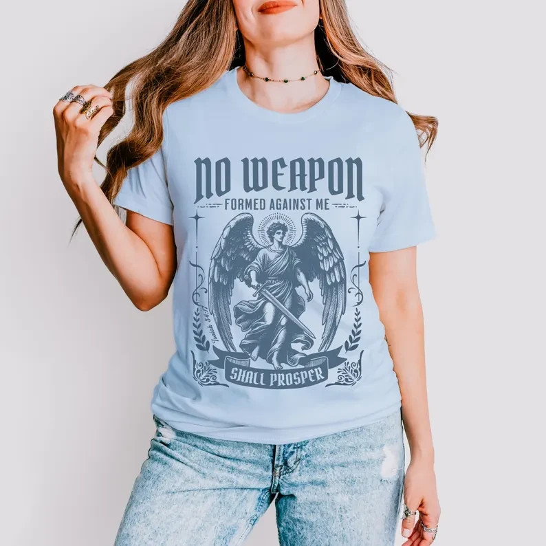 Vintage Archangel Michael Shirt Prayer Bible Scripture Tee Jesus Faith Christian gallery