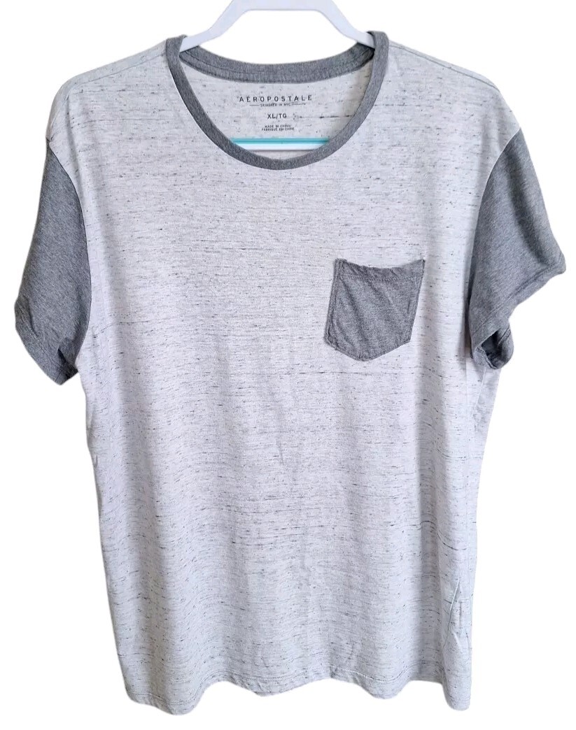 Aeropostale Mens XL T- Shirt Gray Short Sleeve Pocket Classic Workwear Shirt gallery