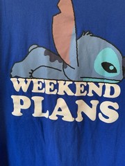 Disney Stitch Weekend Plans Men’s Tshirt Size Large In Blue 100 Cotton