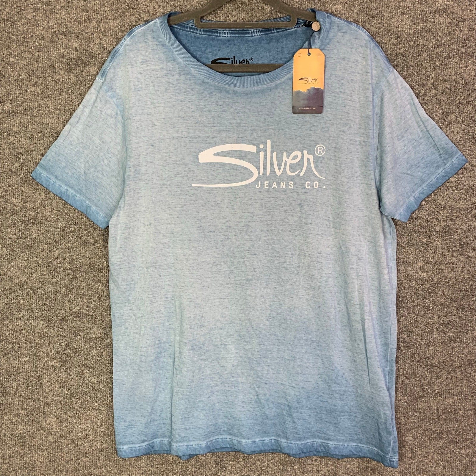 NEW Silver Jeans co Mens Blue Heathered Brand Logo T Shirt SZ M gallery