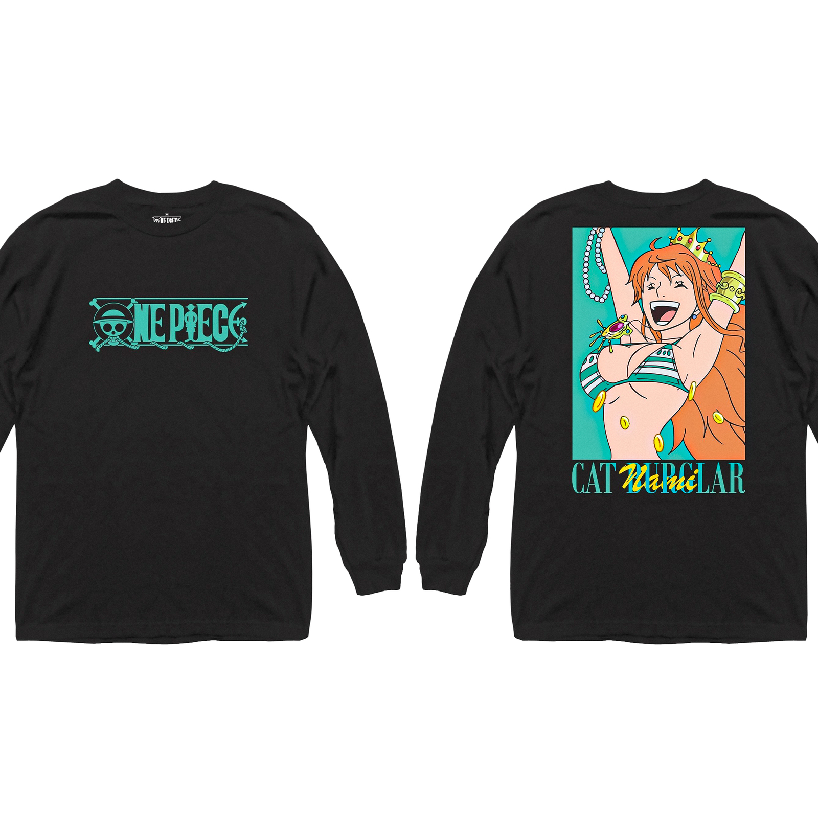 One Piece – Nami Cat Burglar Adult Long Sleeve T-Shirt Black Officially Licensed