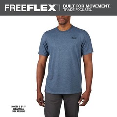 Milwaukee Men’s X-Large Blue Cotton/Polyester Short-Sleeve Hybrid Work T-Shirt
