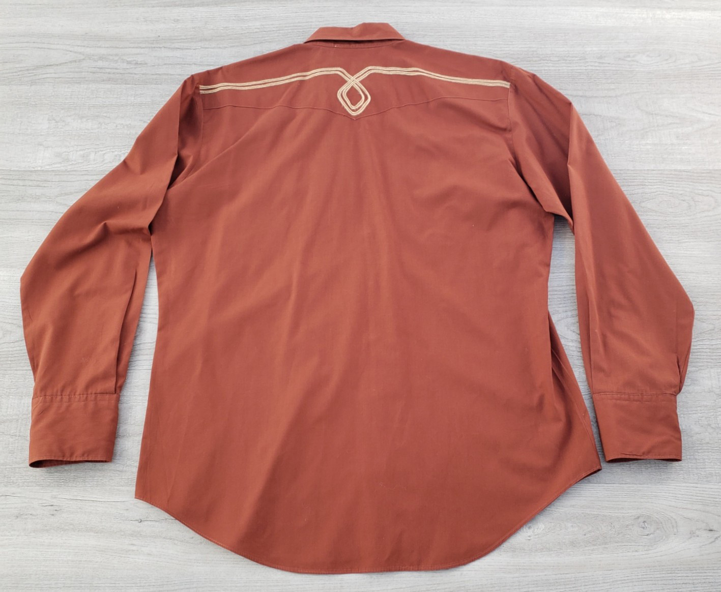 Vintage Stable Gear Western Pearl Snap Shirt L Rust Brown Cowboy Long Sleeve gallery