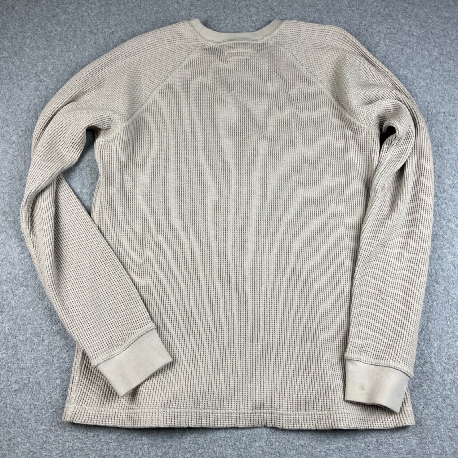 L.L. Bean Signature Waffle Knit Shirt Mens Large Beige Slim Fit Thermal Raglan gallery